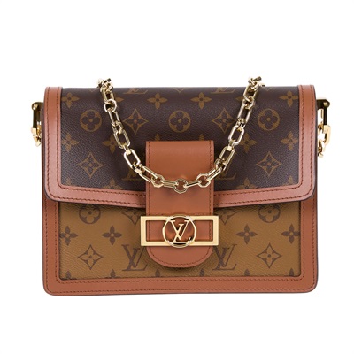路易威登 LOUIS VUITTON Dauphine MM 手提包 雙色翻蓋斜背 鏈帶包 M44391 晶片款 原廠盒子/防塵袋/背帶2