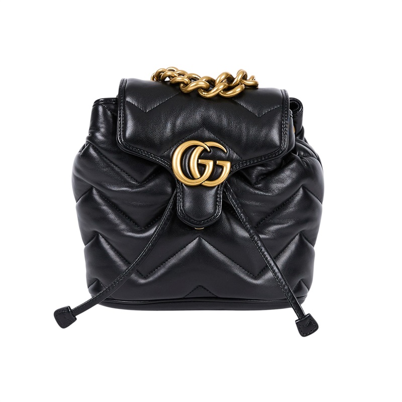 古馳 GUCCI Marmont 背包 777253 黑 GG Marmont 迷你後背包 原廠盒子/防塵袋