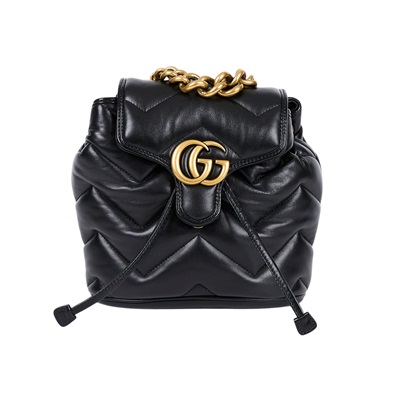 古馳 GUCCI Marmont 背包 777253 黑 GG Marmont 迷你後背包 原廠盒子/防塵袋