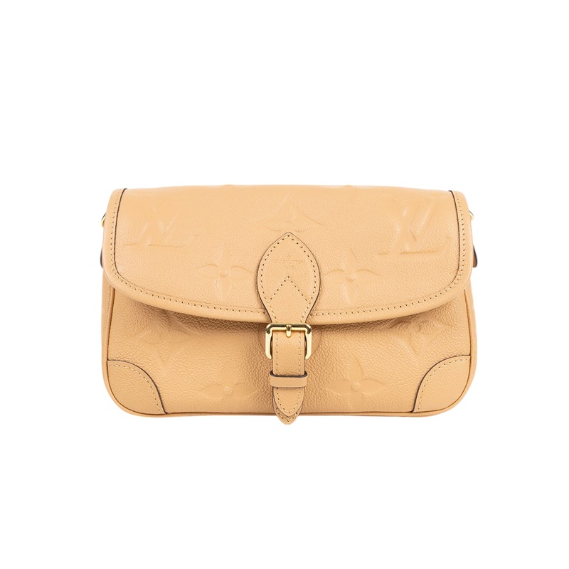 路易威登 LOUIS VUITTON Diane 腋下包法棍 單肩背包 霞光橙 M11817 晶片款 奶茶原花Diane壓印牛皮肩背包 防塵袋