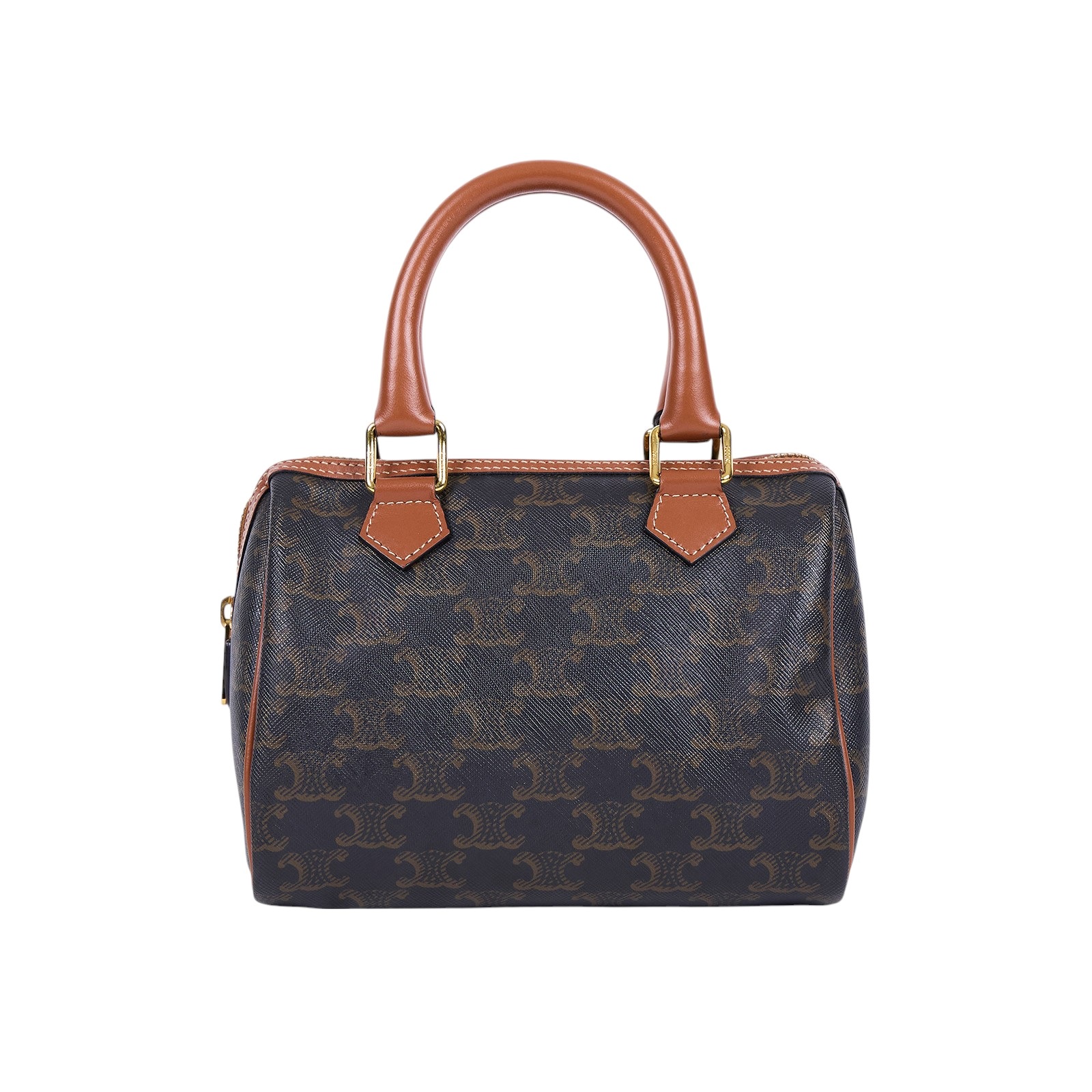 思琳 CELINE Triomphe 帆布 小牛皮 飾邊 手提 斜背 波士頓包 197582CAS 凱旋老花波士頓包 2WAY 防塵袋