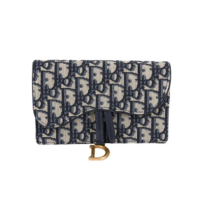 迪奧 CHRISTIAN DIOR Saddle 馬鞍 腰包 S5619CTZQ 藍緹花腰包 原廠盒子/防塵袋