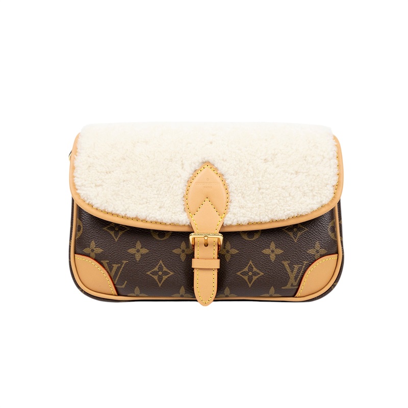 路易威登 LOUIS VUITTON Diane Monogram 帆布 羊絨 肩背包 米白色 M46317 晶片款  原廠盒子/防塵袋/背帶2