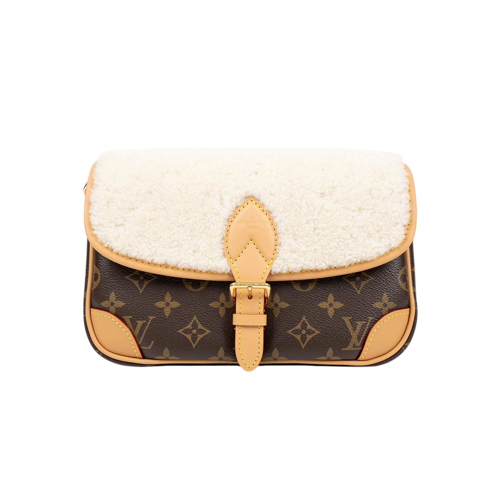 路易威登 LOUIS VUITTON Diane Monogram 帆布 羊絨 肩背包 米白色 M46317 晶片款  原廠盒子/防塵袋/背帶2