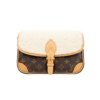 路易威登 LOUIS VUITTON Diane Monogram 帆布 羊絨 肩背包 米白色 M46317 晶片款  原廠盒子/防塵袋/背帶2