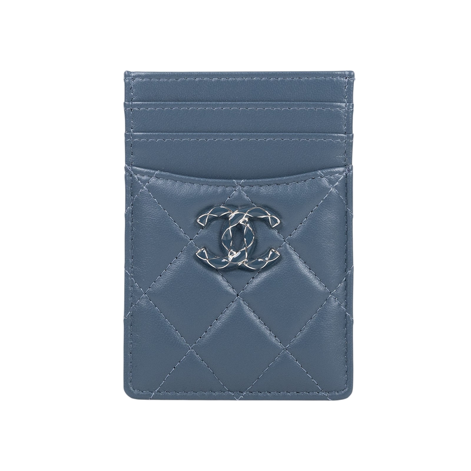 香奈兒 CHANEL 卡夾  晶片款 藍綠羊直立卡夾 原廠盒子/防塵袋