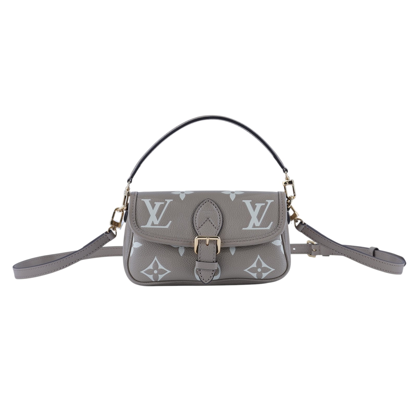 路易威登 LOUIS VUITTON Nano Diane 腋下包法棍 單肩背包 斑鳩灰 奶油色 M83300 晶片款  原廠盒子/防塵袋