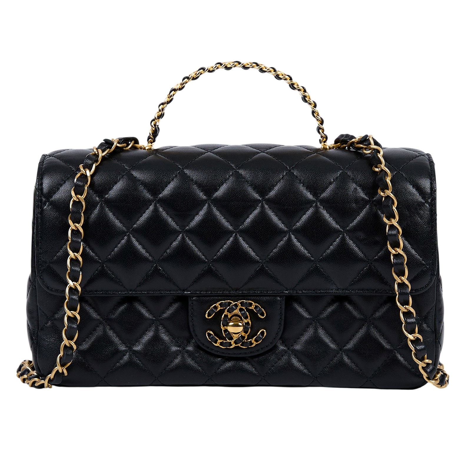 香奈兒 CHANEL Handle 手提 口蓋包 AS4530 B14824 晶片款 黑羊手提包 防塵袋/購買證明/原廠盒子