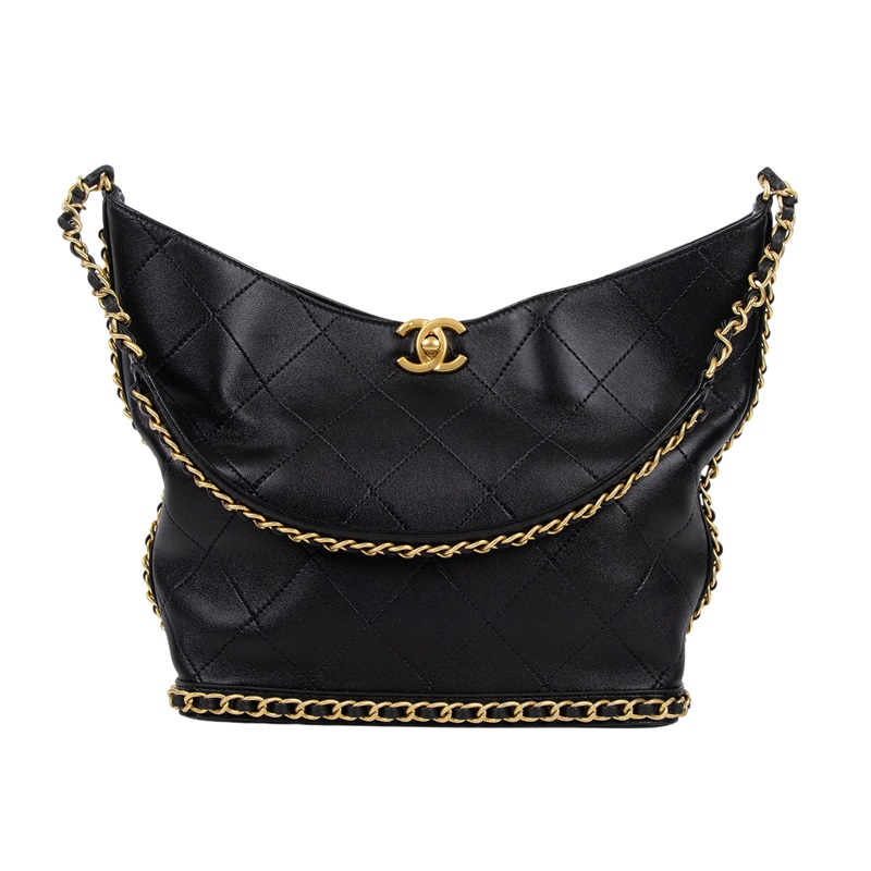 香奈兒 CHANEL 流浪包 Hobo Bag 肩背包 AS5549 B20290 晶片款 黑羊金扣HOBO 原廠盒子/防塵袋/購買證明