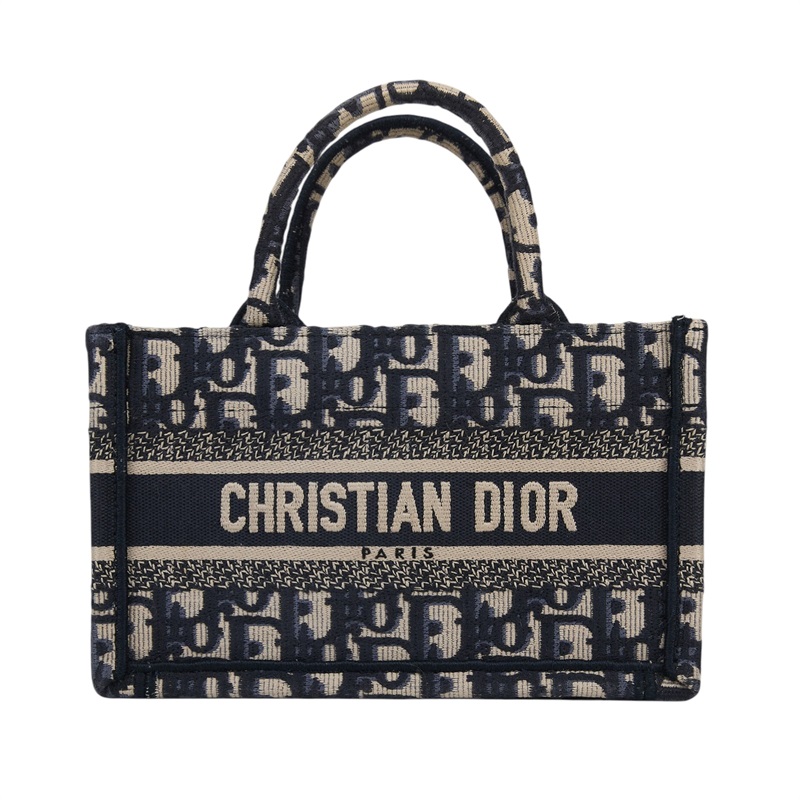 迪奧 CHRISTIAN DIOR Book Tote 迷你 手提 肩背 托特包 藍色 米色 S5573CRIW 藍刺繡Book Tote 迷你托特包 背帶