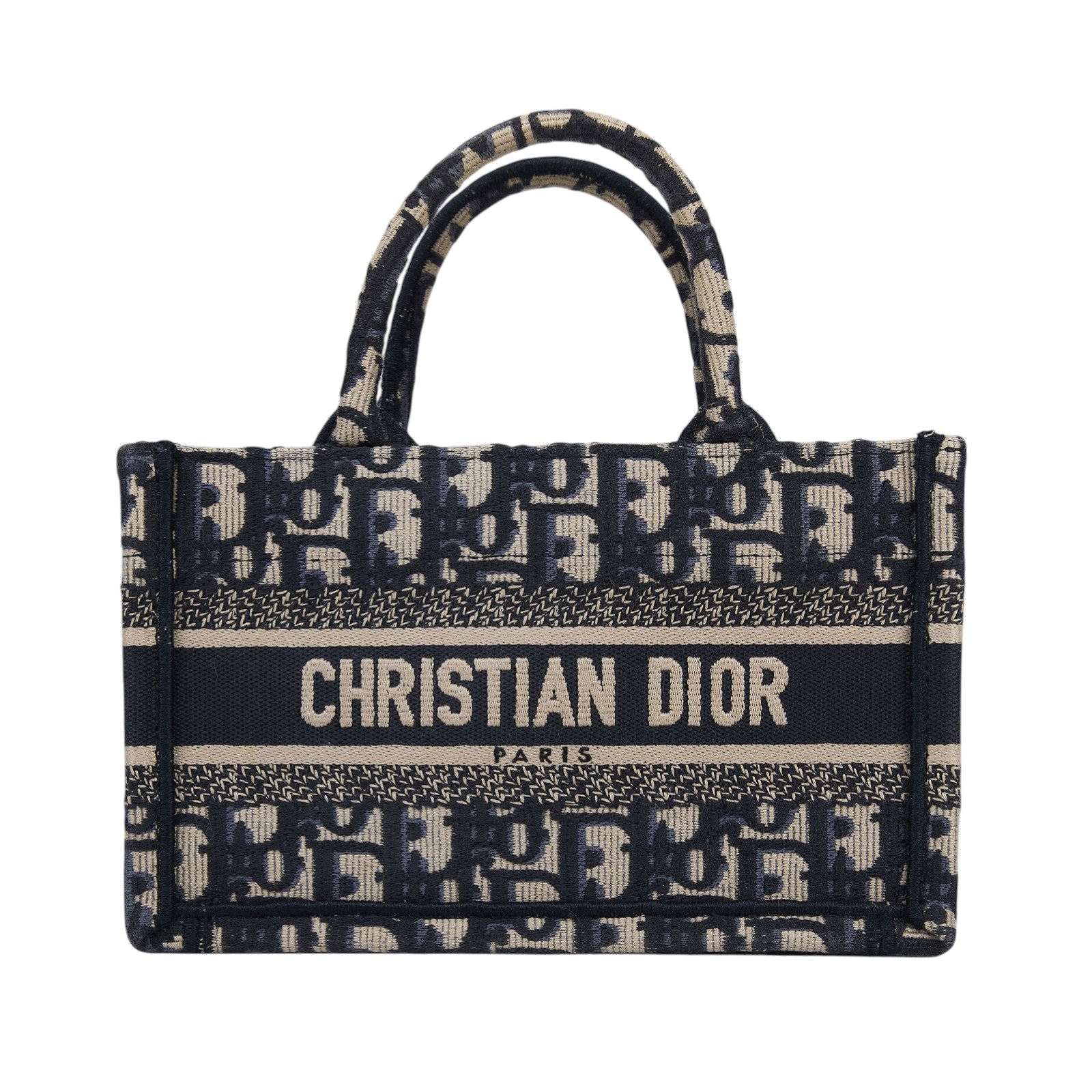 迪奧 CHRISTIAN DIOR Book Tote 迷你 手提 肩背 托特包 藍色 米色 S5573CRIW 藍刺繡Book Tote 迷你托特包 背帶