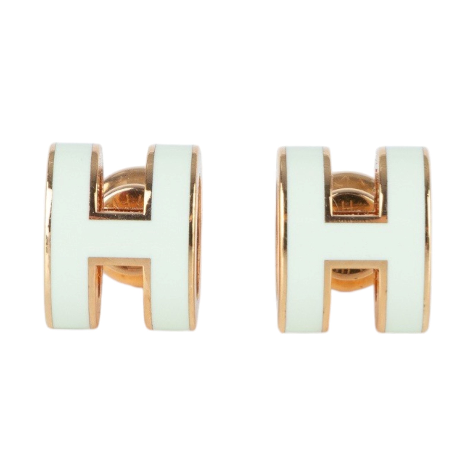 愛馬仕 Hermes Mini Pop H 耳釘 氣泡綠 H608002FO17 GD 02 42 氣泡綠玫瑰金MINI POP H耳環 防塵袋