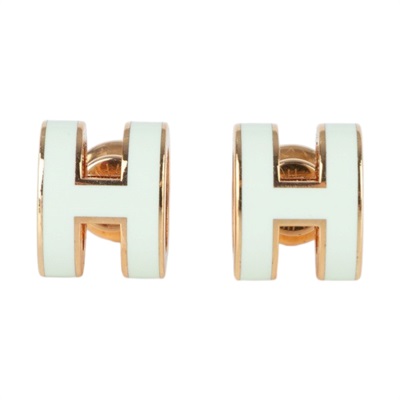 愛馬仕 Hermes Mini Pop H 耳釘 氣泡綠 H608002FO17 GD 02 42 氣泡綠玫瑰金MINI POP H耳環 防塵袋