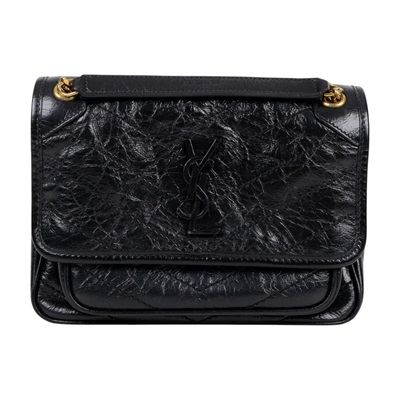 聖羅蘭 YSL SAINT LAURENT Niki 復古小牛皮 Baby 斜背 翻蓋包 6331600EN07 黑NIKI BABY肩背包 無附屬品