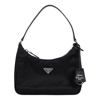 普拉達 PRADA Prada Re-Edition 環保尼龍 迷你袋 1NE204_R064 黑尼龍HOBO腋下包 防塵袋/保證卡
