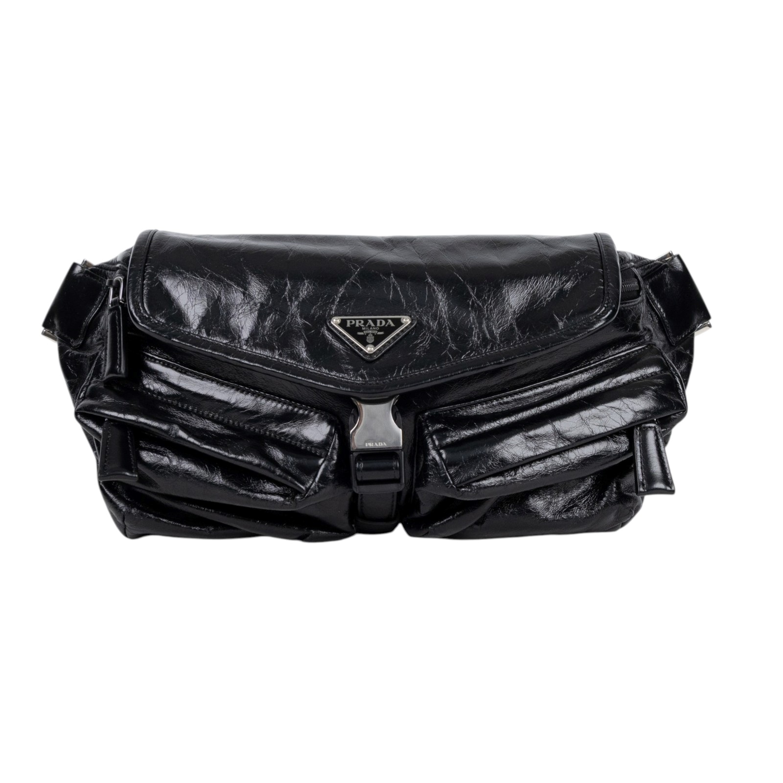 普拉達 PRADA Re Nylon 皮革 腰包 斜背包 2VH174_2CX7 黑腰包 防塵袋/保證卡