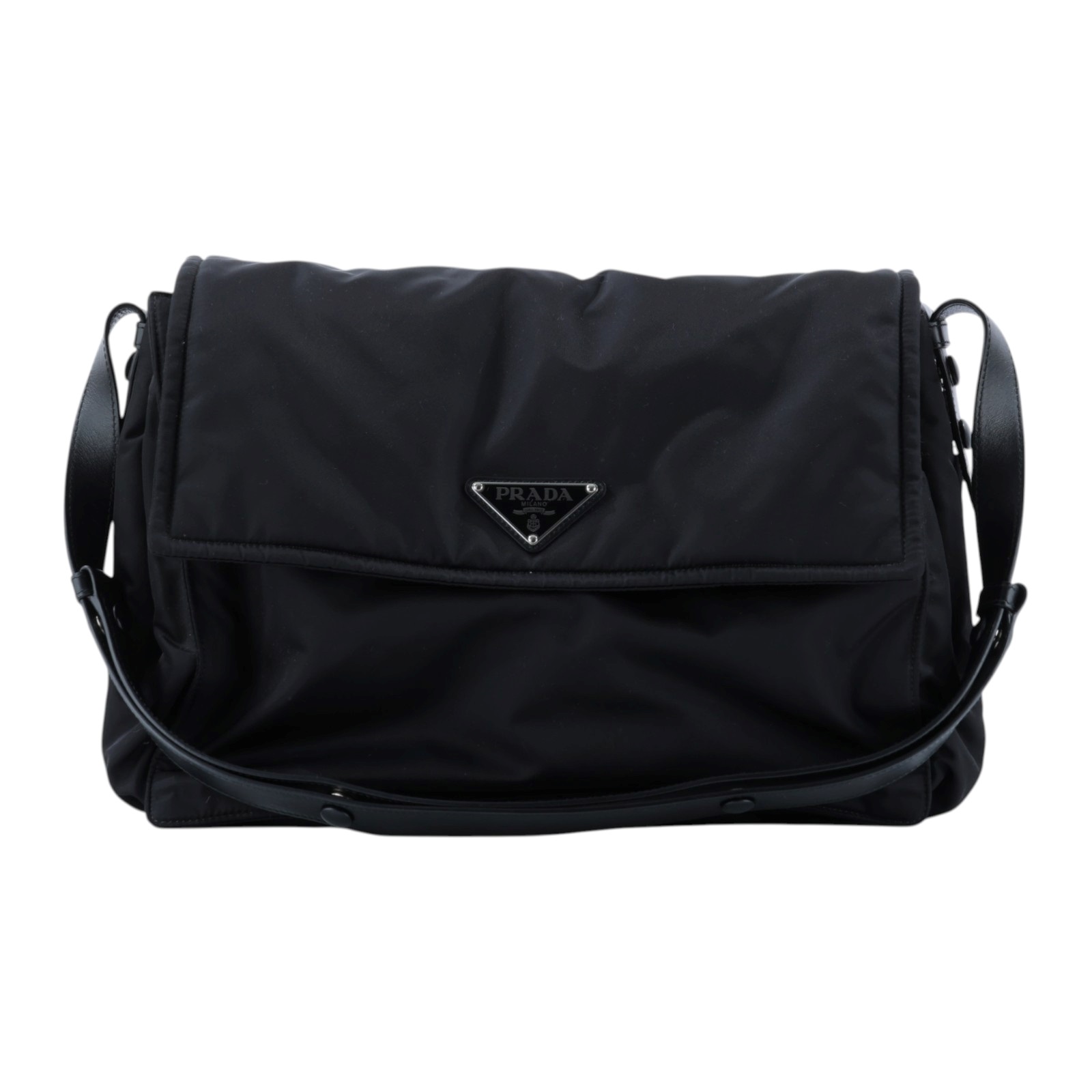 普拉達 PRADA Re-Nylon 夾棉 肩背袋 中型  1BD255_RDLN 黑尼龍郵差包 防塵袋/購買證明