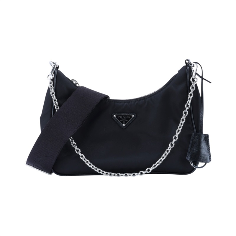 普拉達 PRADA Re-Edition 2005 Re-Nylon 手袋 1BH204_R064 黑銀三合一尼龍肩背包 無附屬品