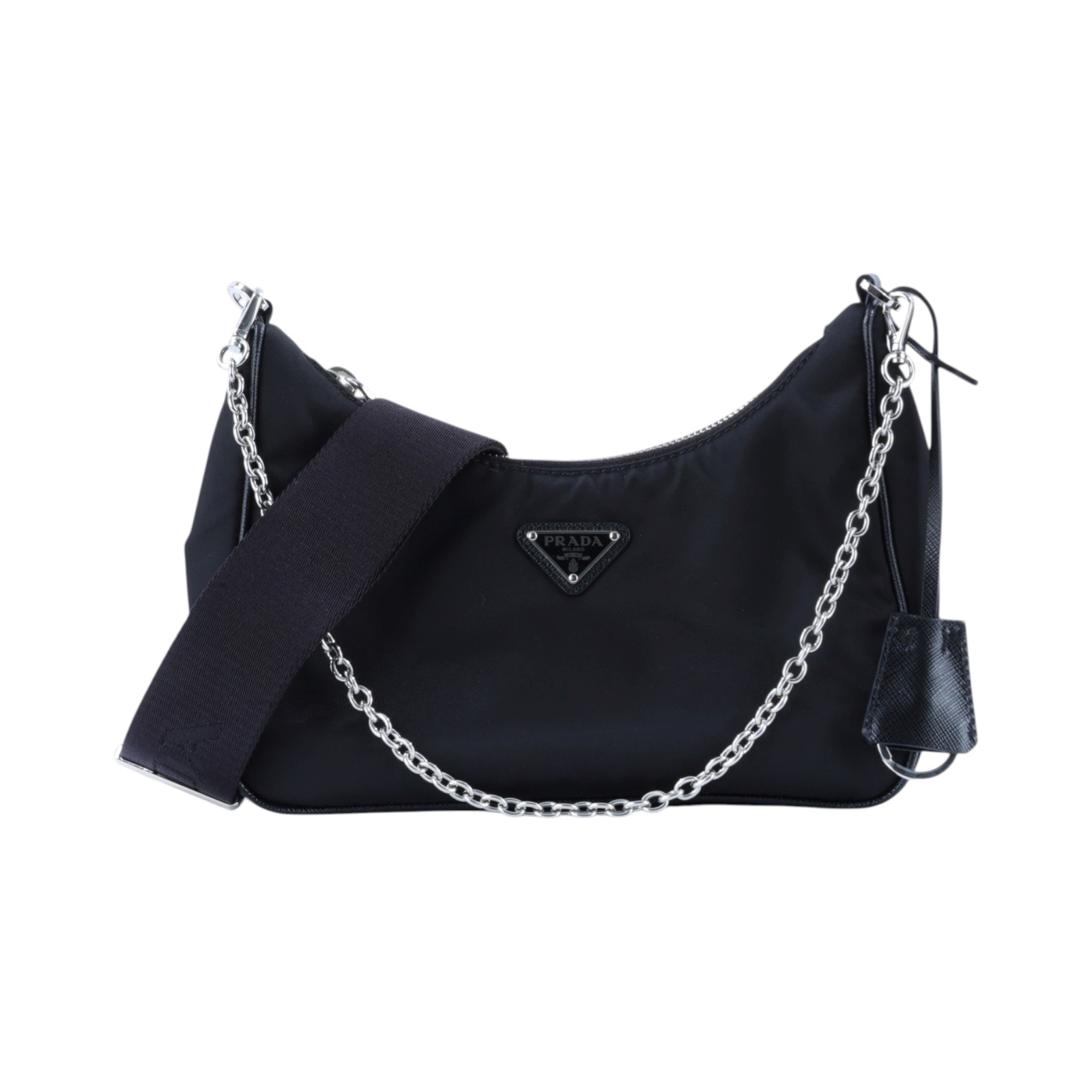 普拉達 PRADA Re-Edition 2005 Re-Nylon 手袋 1BH204_R064 黑銀三合一尼龍肩背包 無附屬品