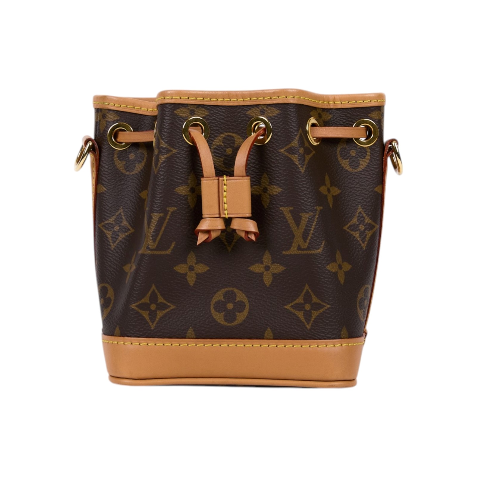 路易威登 LOUIS VUITTON Nano Noé 原花 束口水桶包 M81266 晶片款 原花 NANO NOE水桶包 原廠盒子/防塵袋