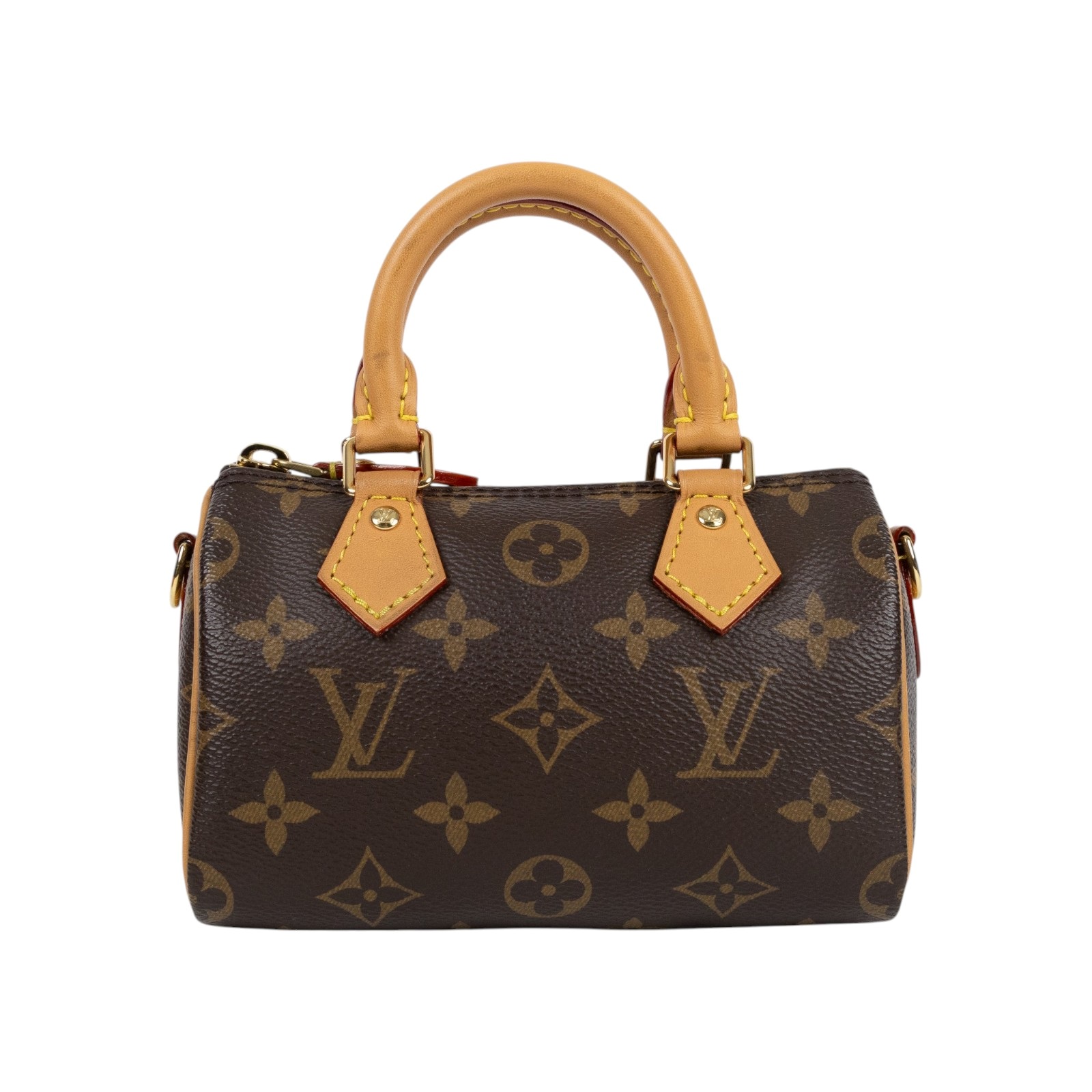 路易威登 LOUIS VUITTON Nano Speedy 原花 手提 肩背包 M81085 原花NANO SPEEDY 原廠盒子/防塵袋/背帶/購買證明影本