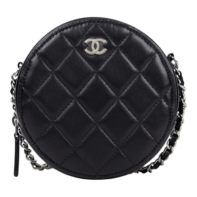 香奈兒 CHANEL CC LOGO 迷你 肩背包 斜背包 A70657 28開黑銀羊MINI圓餅包 原廠盒子/防塵袋/保證卡