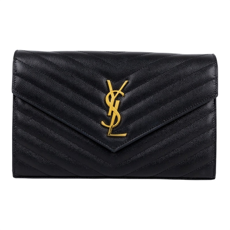 聖羅蘭 YSL SAINT LAURENT Cassandre 經典粒面皮革 鏈條 錢包 金色五金 377828BOW01  原廠盒子/防塵袋/購買證明