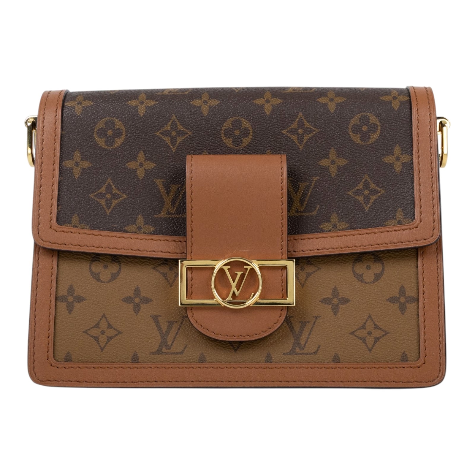 路易威登 LOUIS VUITTON Dauphine MM 手提包 雙色翻蓋斜背 鏈帶包 M45958 原花DAUPHINE MM 防塵袋/背帶2/購買證明