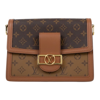 路易威登 LOUIS VUITTON Dauphine MM 手提包 雙色翻蓋斜背 鏈帶包 M45958 原花DAUPHINE MM 防塵袋/背帶2/購買證明