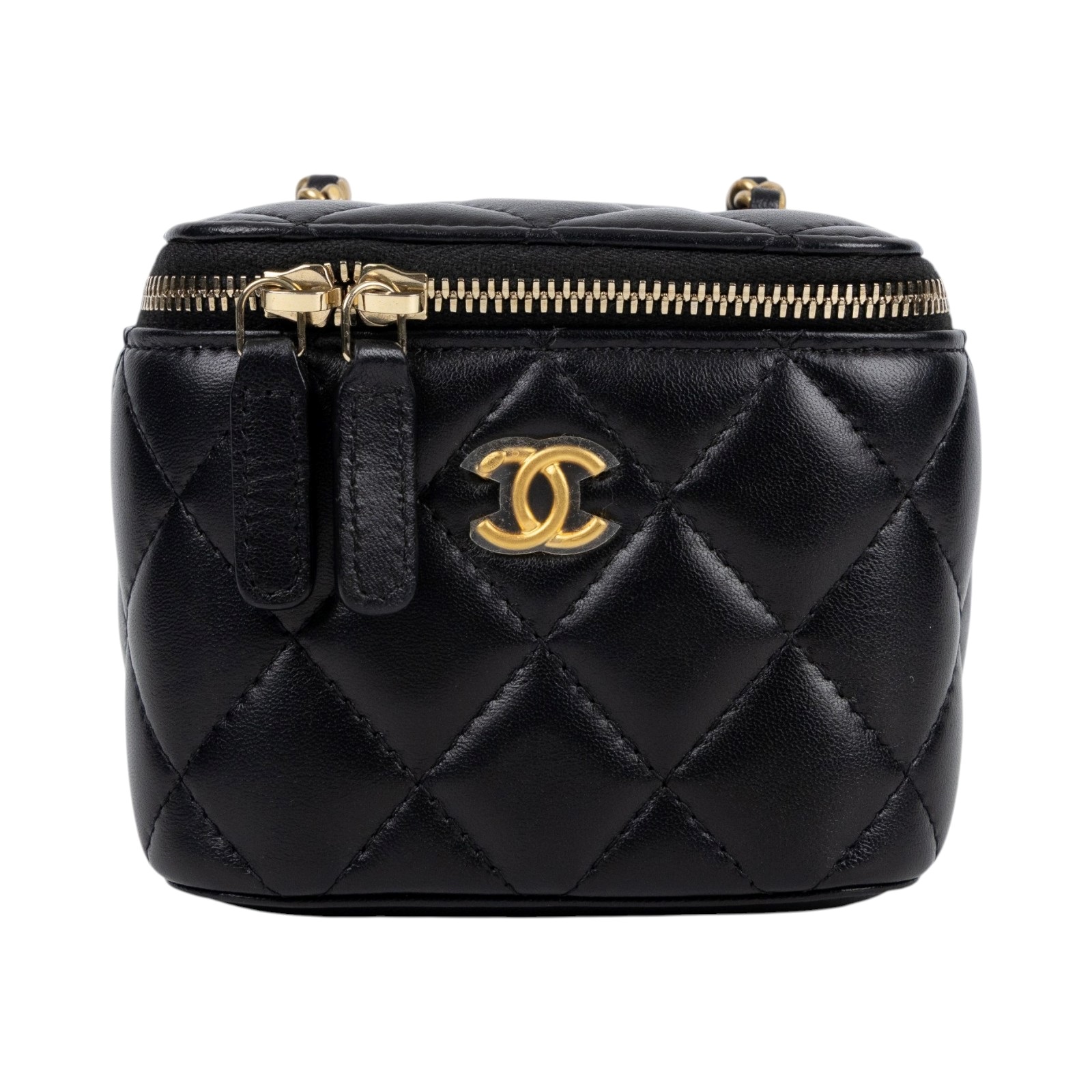 香奈兒 CHANEL Vavnity 金球 斜背 化妝包 AP1447 31開黑羊皮金球化妝包 原廠盒子/防塵袋/保證卡