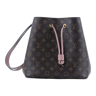 路易威登 LOUIS VUITTON NéoNoé MM 經典帆布 肩背 水桶包 粉紅色 M44022 晶片款 原花拼粉NEONOE 背帶