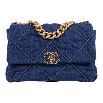 香奈兒 CHANEL 19 大型口蓋包 AS1161 B02876 29開牛仔19包 中號 防塵袋/原廠盒子/購買證明/保證卡