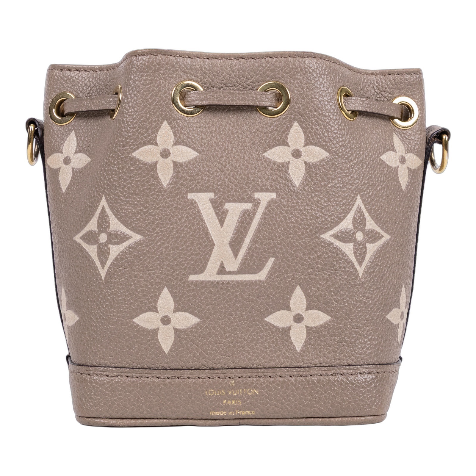 路易威登 LOUIS VUITTON Nano Noé 束口水桶包 Tourterelle 灰色 Cream色 M46291 晶片款  背帶X2