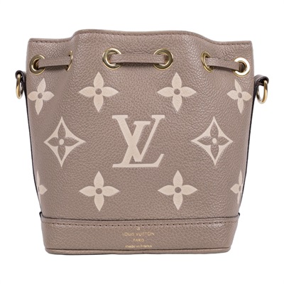 路易威登 LOUIS VUITTON Nano Noé 束口水桶包 Tourterelle 灰色 Cream色 M46291 晶片款  背帶X2