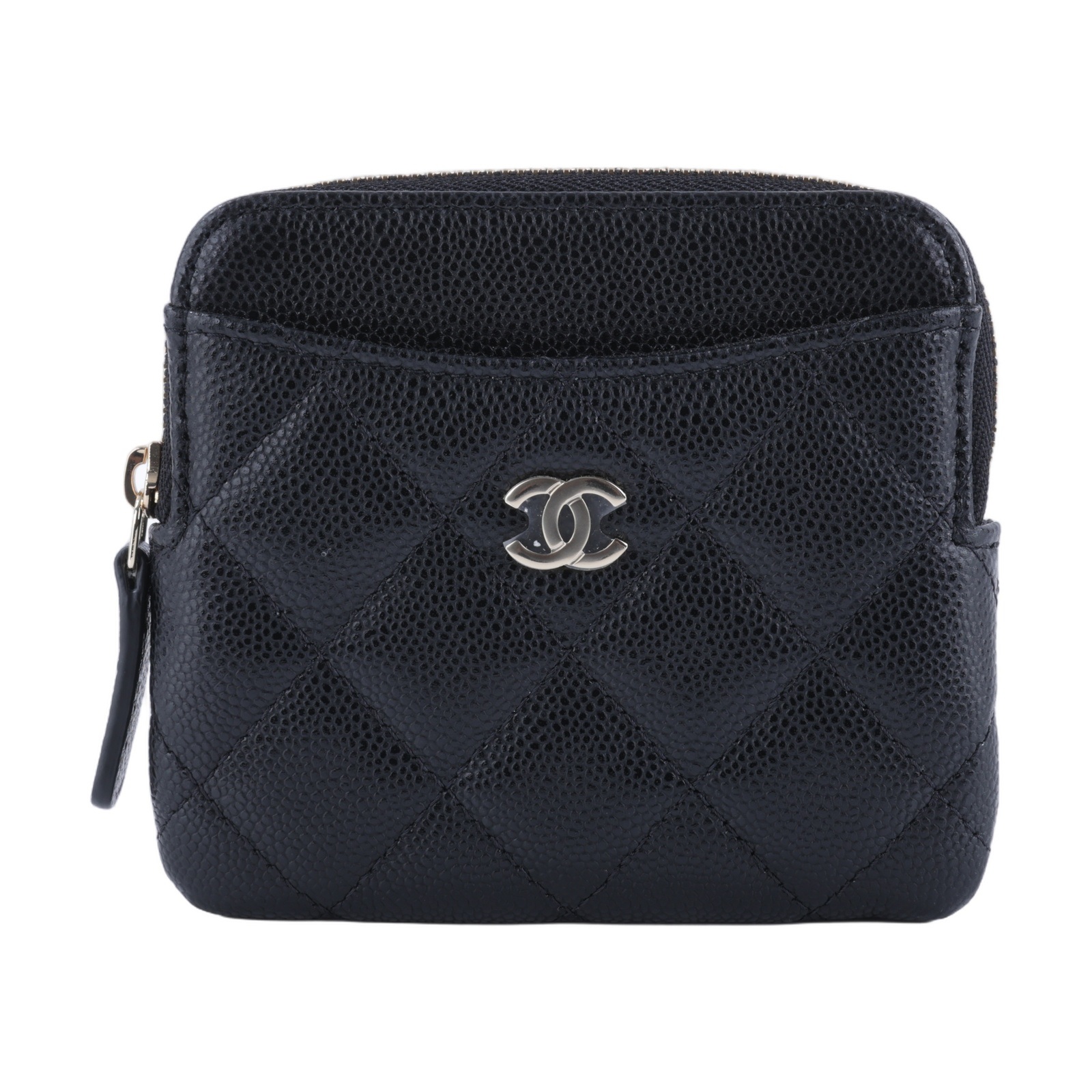 香奈兒 CHANEL CC Logo 5卡 拉鍊 零錢包 AP2061 晶片款 黑金荔枝吐司零錢包 防塵袋