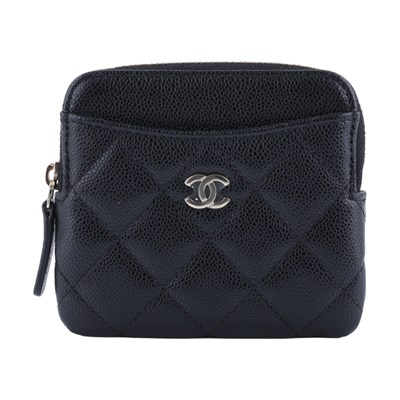 香奈兒 CHANEL CC Logo 5卡 拉鍊 零錢包 AP2061 晶片款 黑金荔枝吐司零錢包 防塵袋