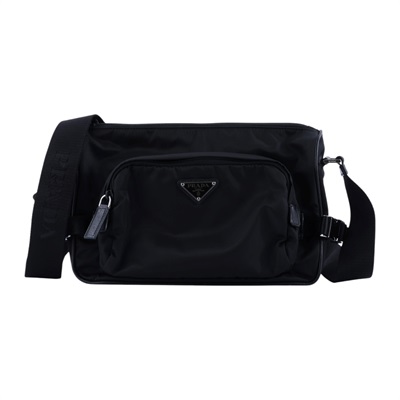 普拉達 PRADA Re-Nylon Saffiano皮革 肩背袋 中型 2VH192_2DMG 晶片款 黑Re-Nylon Saffiano中號肩背袋 防塵袋