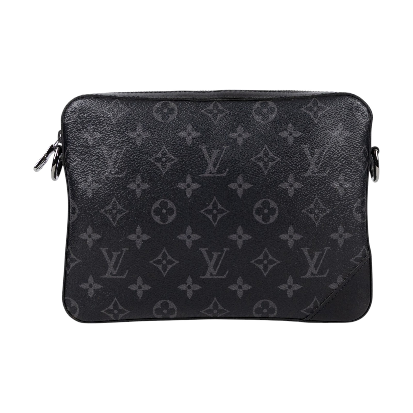 路易威登 LOUIS VUITTON Trio 郵差包 Eclipse帆布 黑色 灰色 M69443 晶片款  原廠盒子/防塵袋/購買證明/子包2/背帶