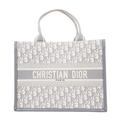 迪奧 CHRISTIAN DIOR Book Tote 中型 托特包 M1324CZBB 灰刺繡Book Tote 中號 背帶款 原廠盒子/防塵袋/背帶