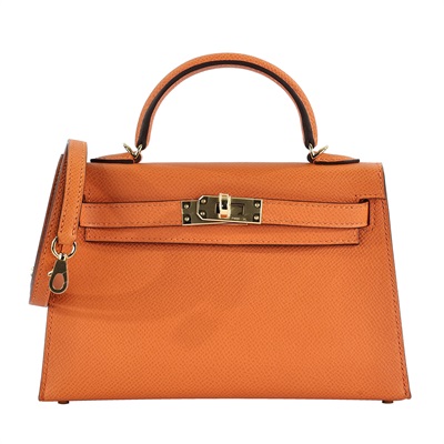 愛馬仕 Hermes Kelly Bag 凱莉包 mini KLM W FI 567 BM W刻 橘Mini Kelly II 原廠盒子/防塵袋2/背帶