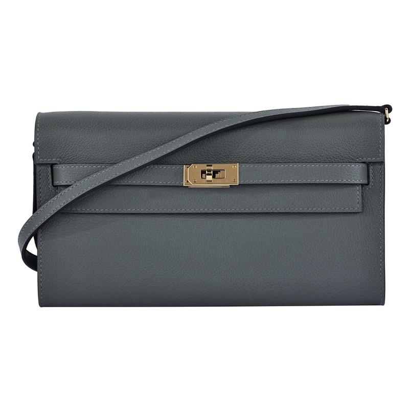愛馬仕 Hermes Kelly to go 長夾肩背包 KLG B TI 010 BY B刻 積雨雲灰KELLY TO GO 原廠盒子/防塵袋/STARP