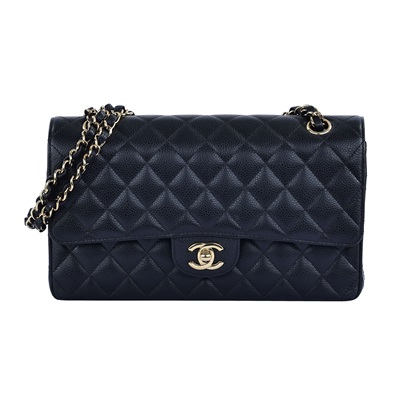 香奈兒 CHANEL CF 經典 11.12 口蓋包 A01112 晶片款 黑金荔枝牛COCO25 原廠盒子/防塵袋/購買證明/發票