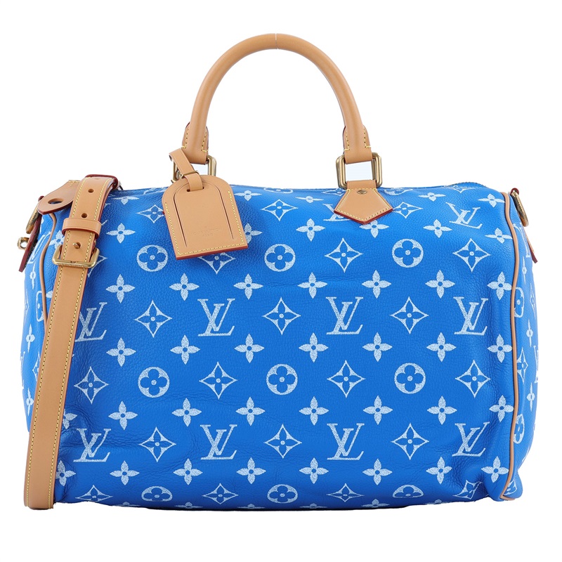 路易威登 LOUIS VUITTON Speedy P9 Bandoulière 40 波士頓包 手提包 藍色 M24418 晶片款  防塵袋3/背帶/內袋/吊牌/鎖組/購買證明/內襯
