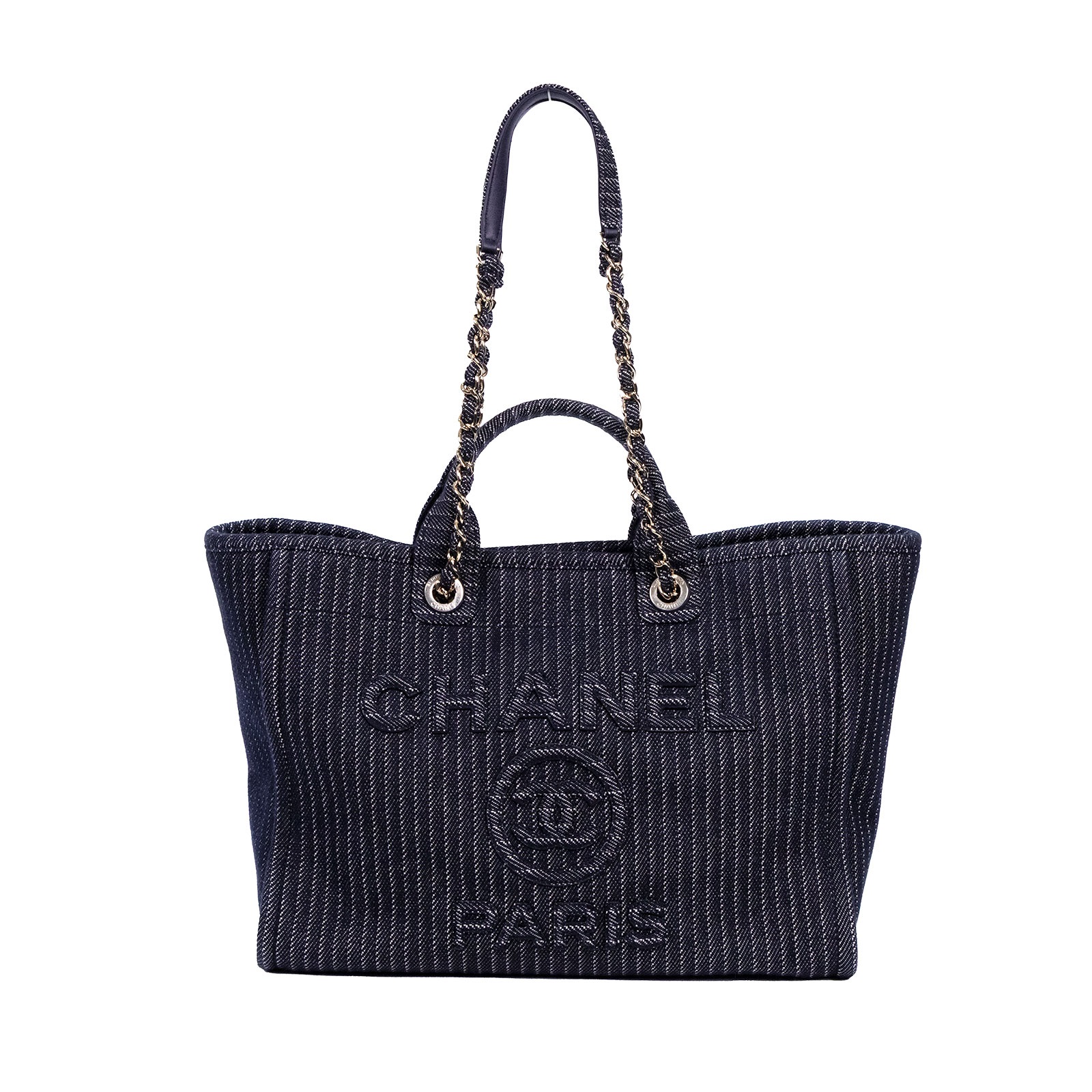 香奈兒 CHANEL DEAUVILLE 沙灘 托特包  晶片款 24A 深藍立體Deauville SHOPPING TOTE 防塵袋/內袋