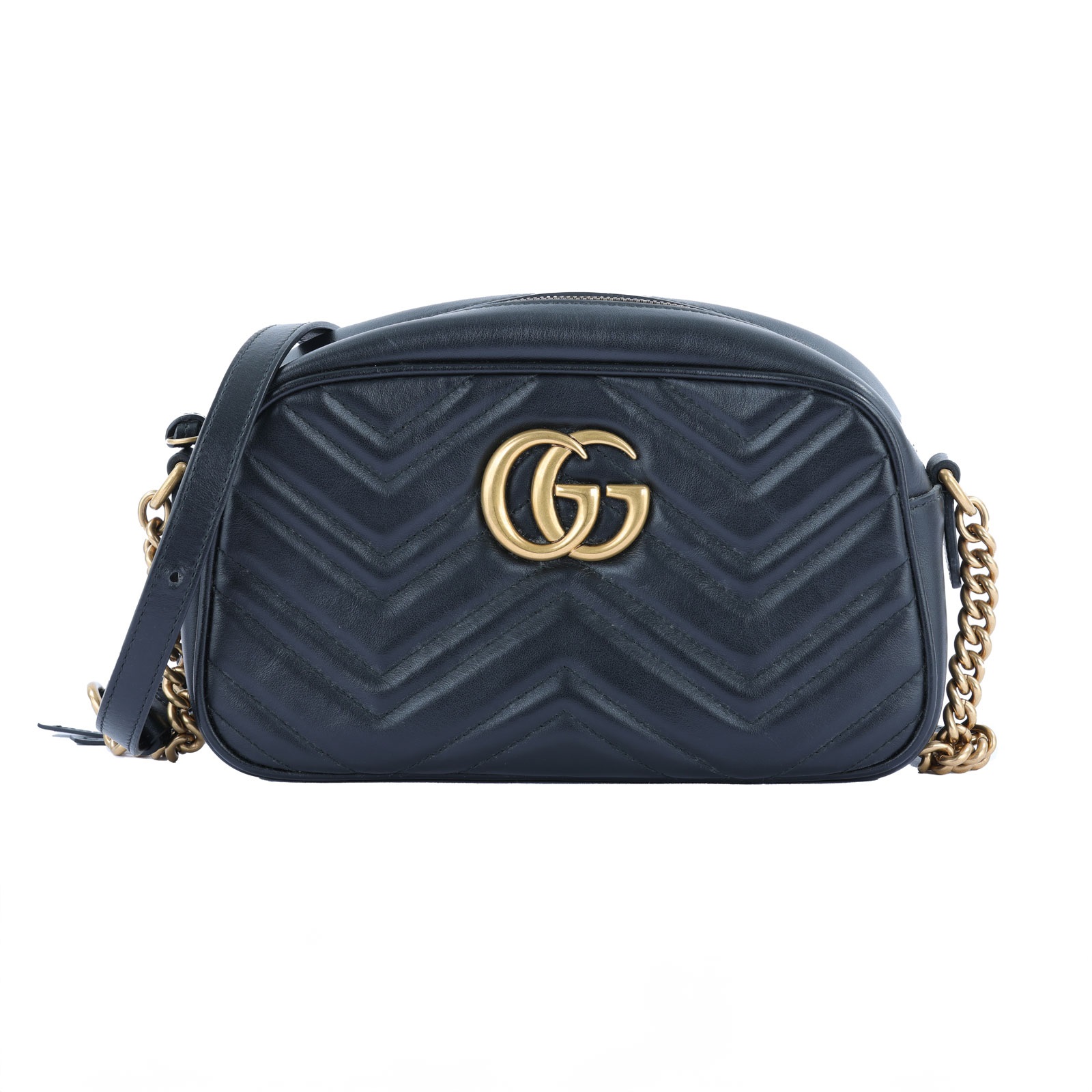 古馳 GUCCI GG Marmont 小型 絎縫 肩揹袋 447632 黑金MARMONT相機包 防塵袋