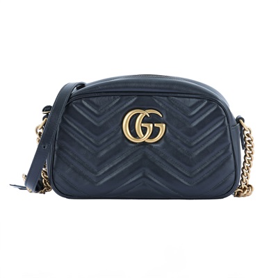 古馳 GUCCI GG Marmont 小型 絎縫 肩揹袋 447632 黑金MARMONT相機包 防塵袋