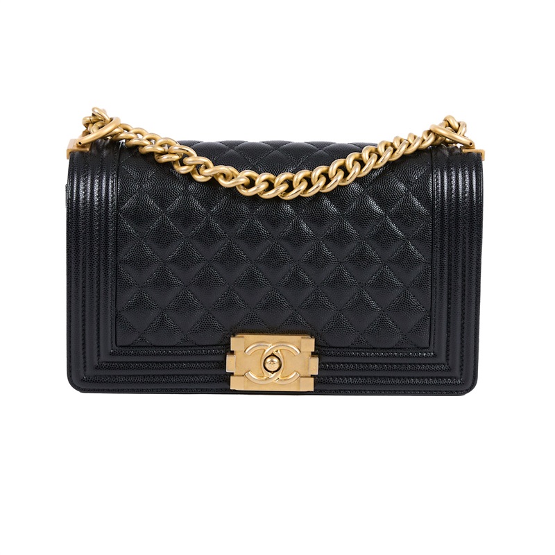 香奈兒 CHANEL Boy 25 口蓋包 A67086 25開黑金荔枝牛BOY25 防塵袋/保證卡