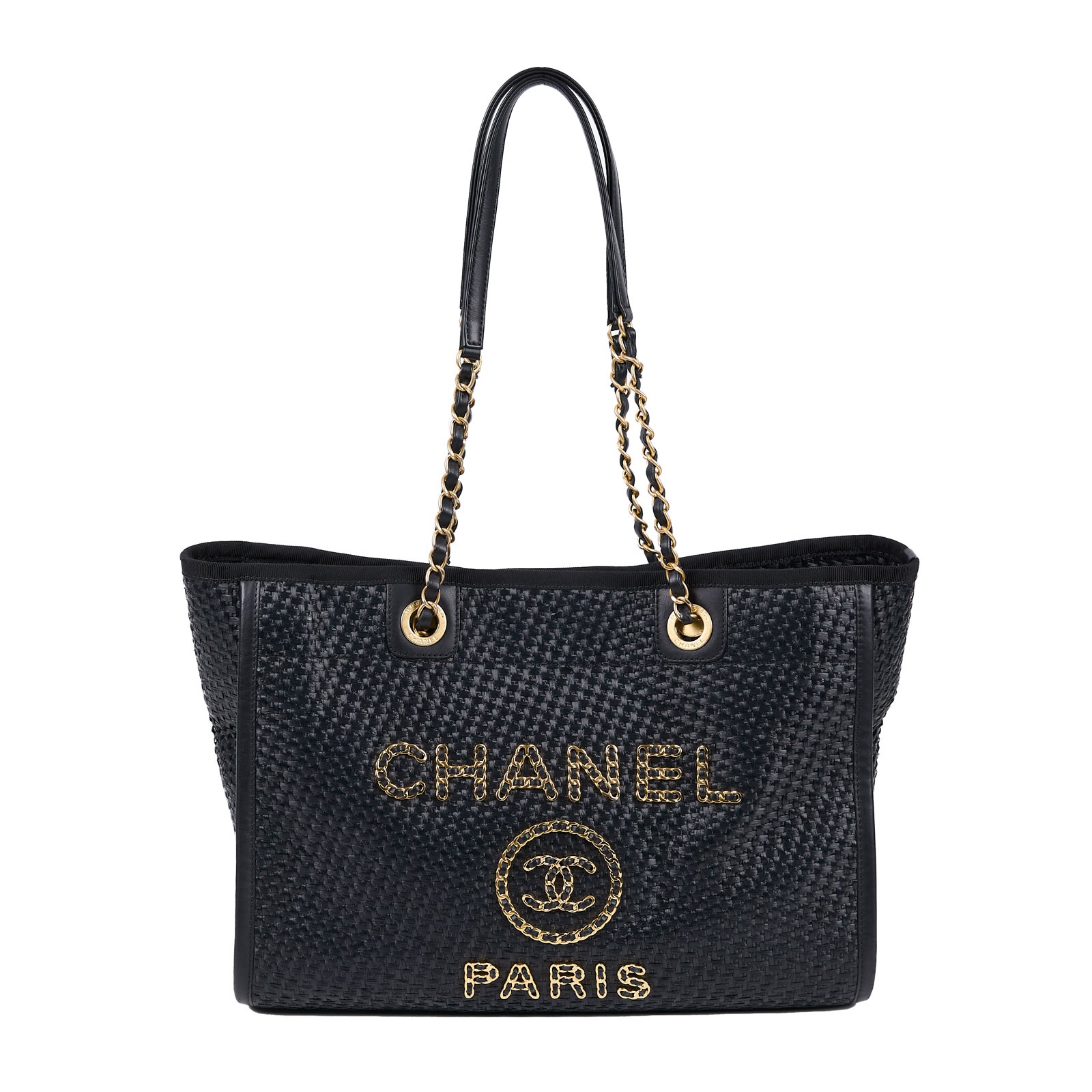 香奈兒 CHANEL 海灘包  30開黑金沙灘包 中號 原廠盒子/防塵袋/保證卡