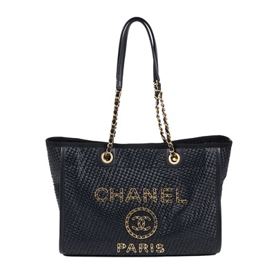 香奈兒 CHANEL 海灘包  30開黑金沙灘包 中號 原廠盒子/防塵袋/保證卡