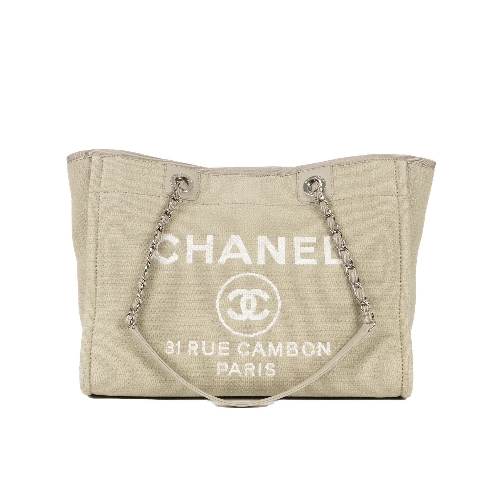 香奈兒 CHANEL DEAUVILLE MM 沙灘 托特包  晶片款 灰綠Deauville沙灘包MM 內袋